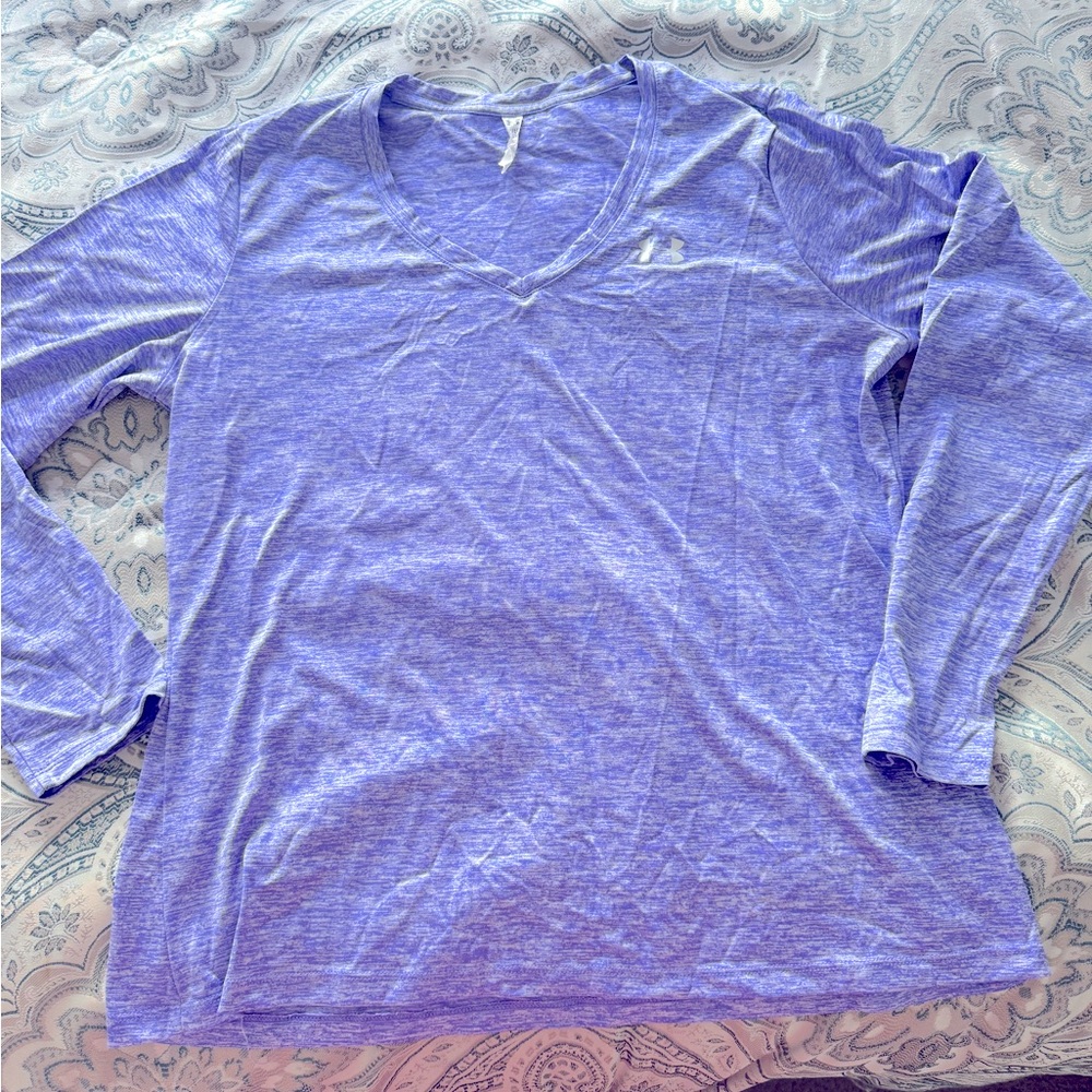 Under Armour Women's Long Sleeve V-Neck Top - Heather Purple
